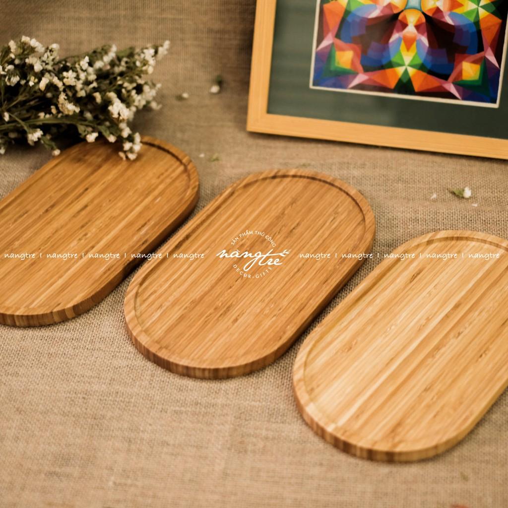 Khay gỗ tre tự nhiên hình Oval- Khay tre đựng thức ăn