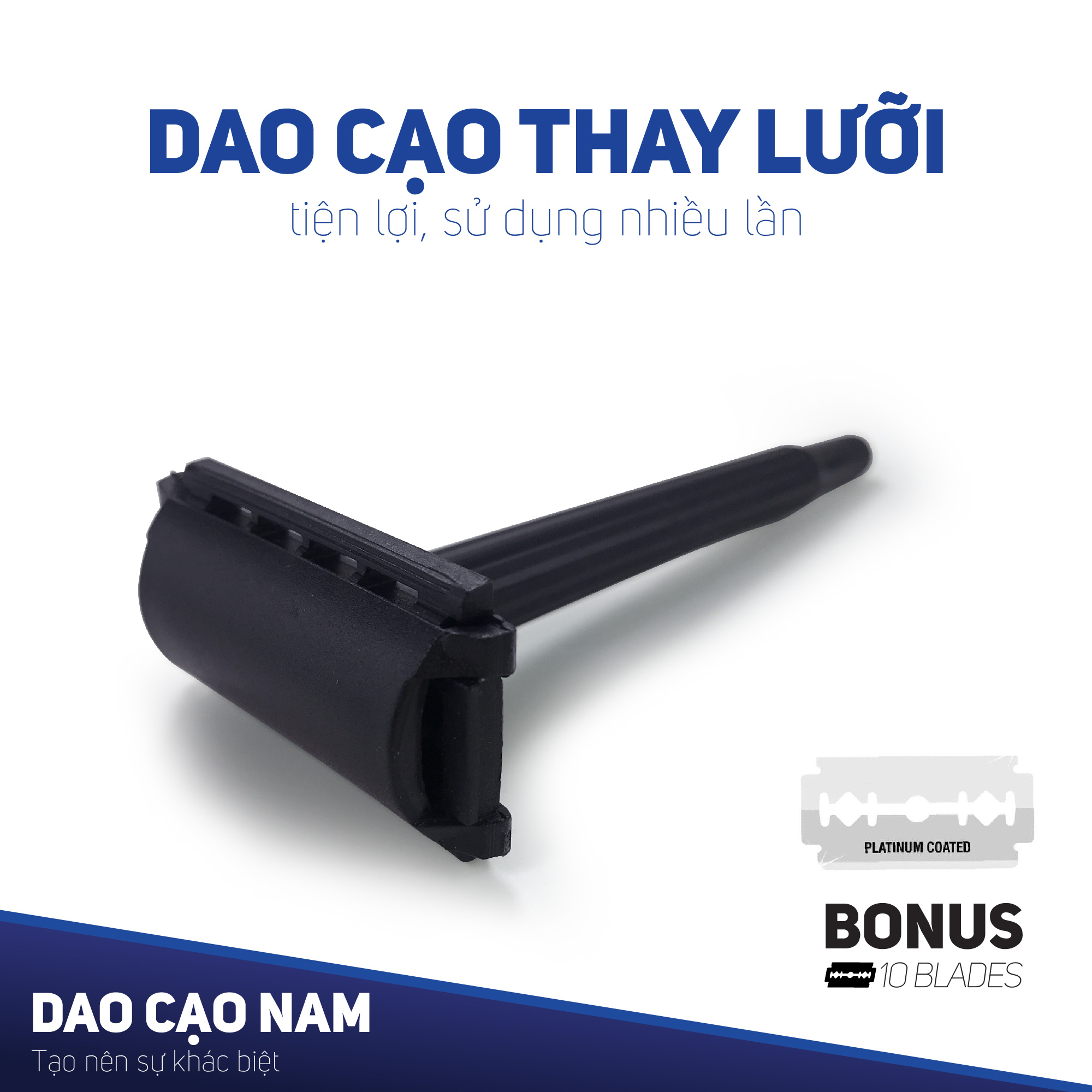 Dao cạo râu lưỡi lam cao cấp cán đen + 10 lưỡi lam thay thế,Dạo cạo râu thay kèm 10 lưỡi lam,Dao cạo râu thay lưỡi lam,Dao cạo thay lưỡi,Dao cạo thay lam,Dao cạo lưỡi lam