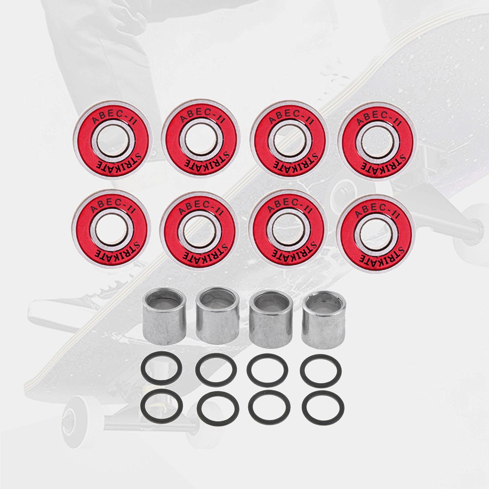 Set of 8 Skateboard Bearings Abec 11 with Spacers, Washers