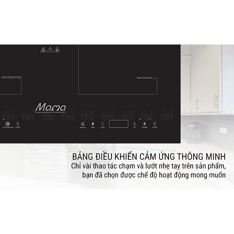 Bếp Âm Đôi Từ - Hồng Ngoaị Sunhouse Mama MMB9100VN (73 cm) (4000W) - Hàng Chính Hãng