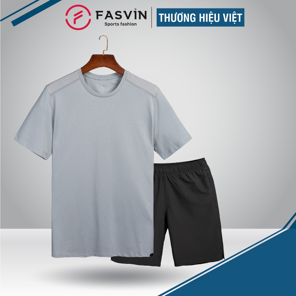 Bộ Quần Áo Thể Thao Nam FASVIN TS24625+Q25475.HN Hàng Nhà Máy Chất Liệu Mềm Mại Phom Dáng Đẹp