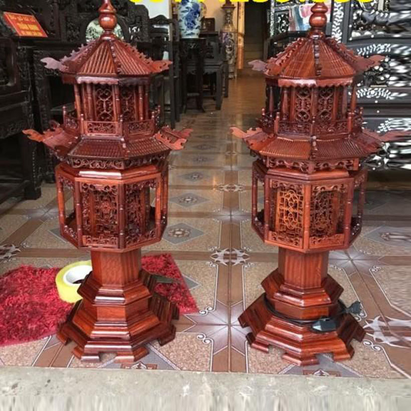 Đèn lồng gỗ hương cao 81x32 trang trí