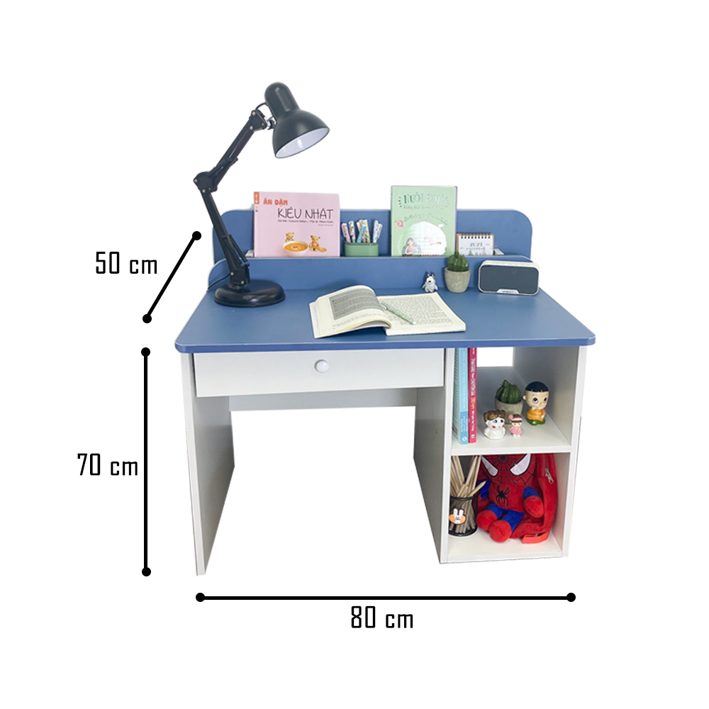 Bàn học cho bé thiết kế thông minh IGA - GP133, Bàn làm việc kèm kệ sách, ngăn kéo đa năng