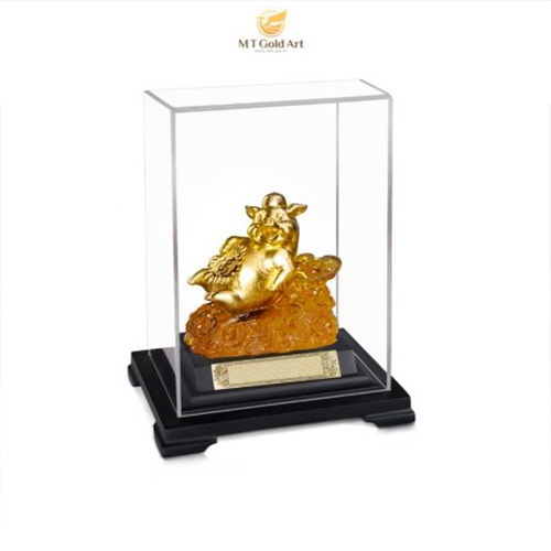 Tượng heo dát vàng M04 MT Gold Art- Hàng chính hãng, trang trí nhà cửa, phòng làm việc, quà tặng sếp, đối tác, khách hàng, tân gia, khai trương