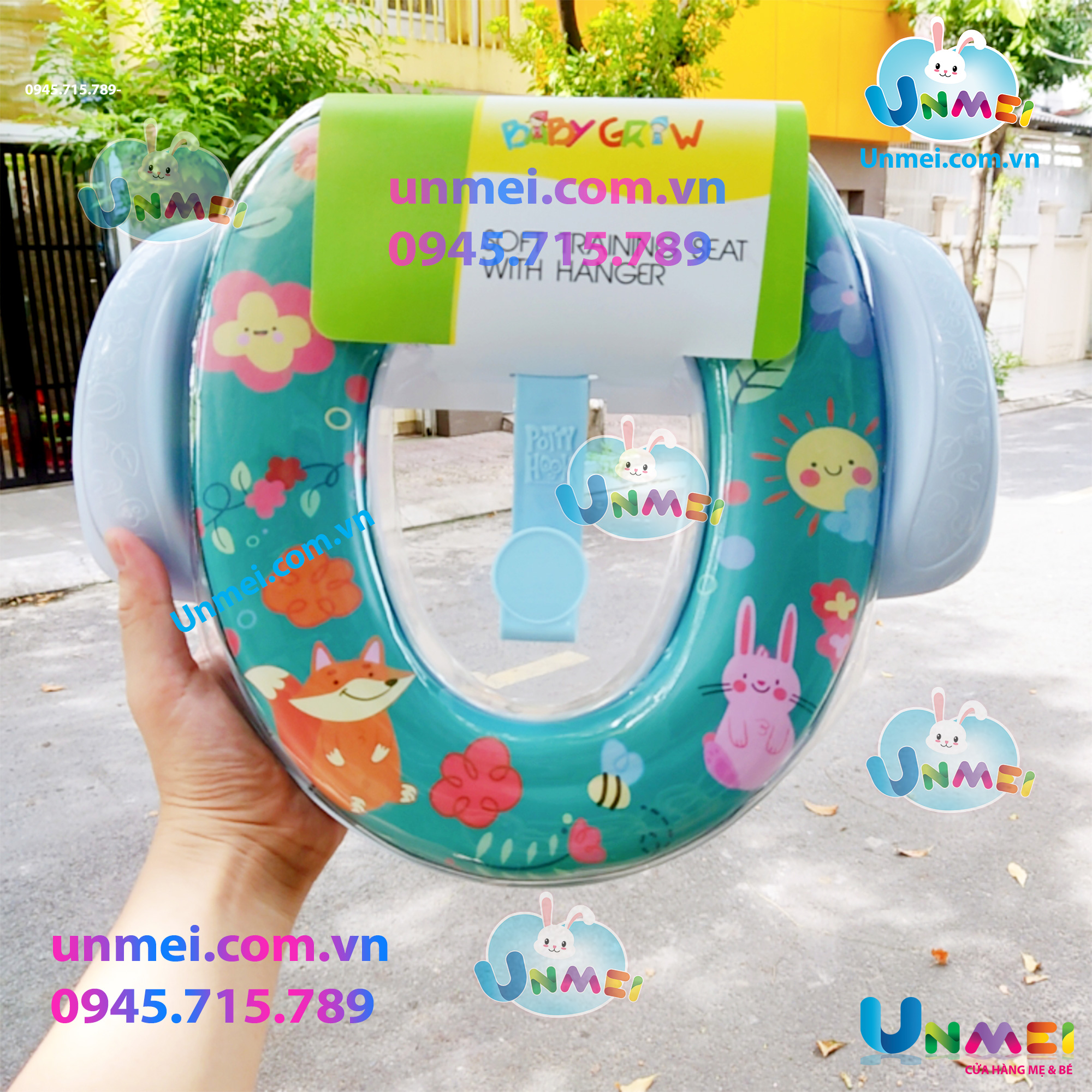 Lót Bồn Cầu - Bệ Toilet cho Bé - Tay Vịn An Toàn - Nhân Vật Hoạt Hình Có Đệm - màu sắc dễ thương (giao màu ngẫu nhiên)