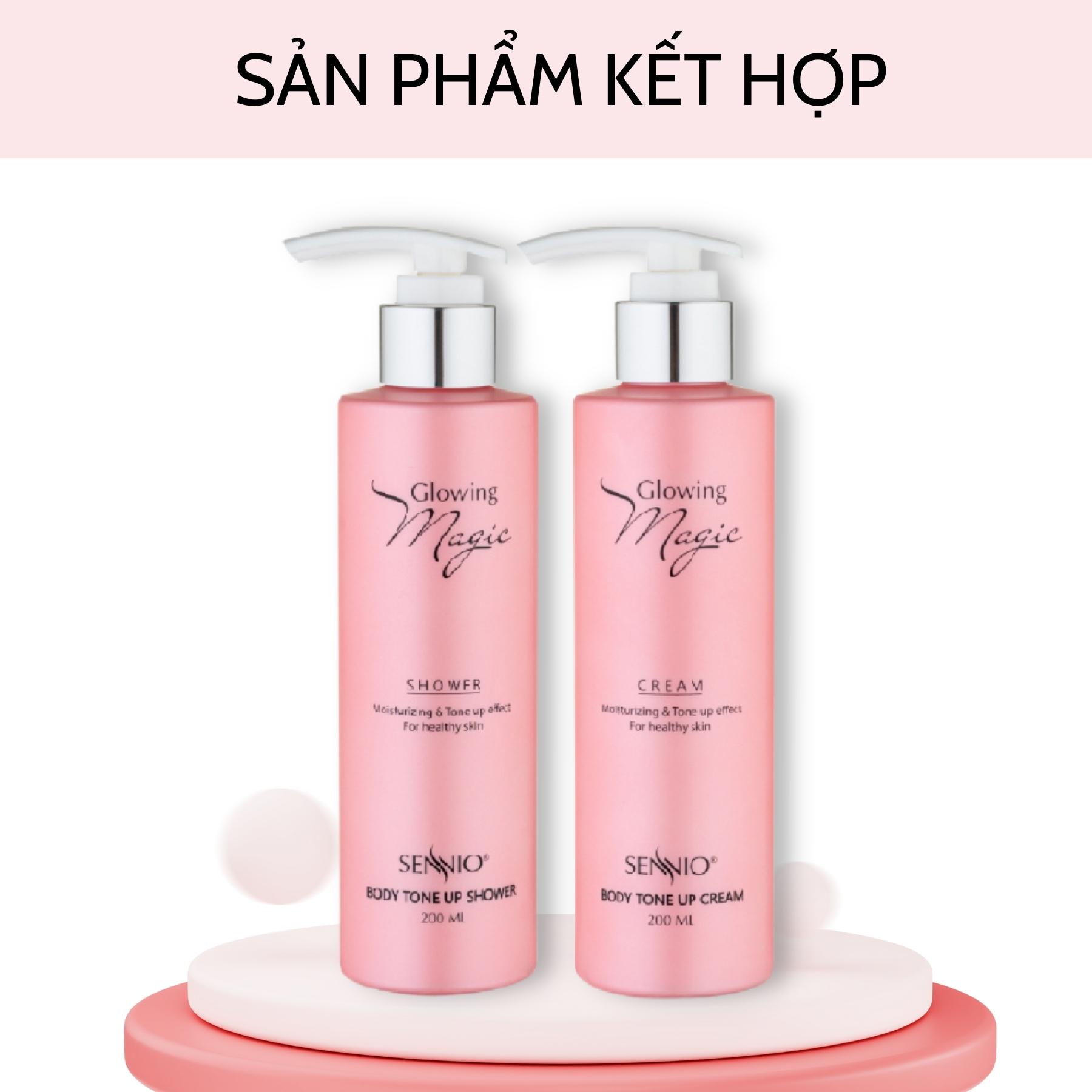 Kem ủ trắng body Sennio Glowing Magic Body Tone Up Shower dưỡng ẩm trắng da 200ml SNO 501
