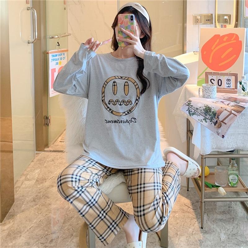 Đồ Mặc Nhà Cổ Tròn, Bộ Ngủ Nữ Cotton Thun Áo Dài Quần Dài Nhiều Họa Tiết Dễ Thương DDTT05