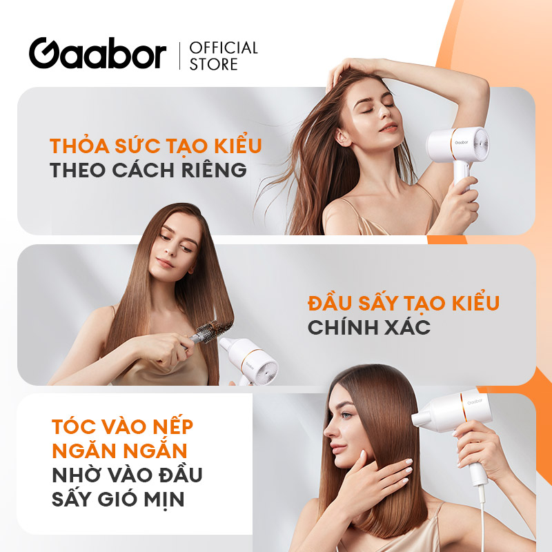 Máy sấy tóc 2 chiều GAABOR GHD-N700A ánh sáng xanh 3 mức gió cao cấp - Hàng chính hãng