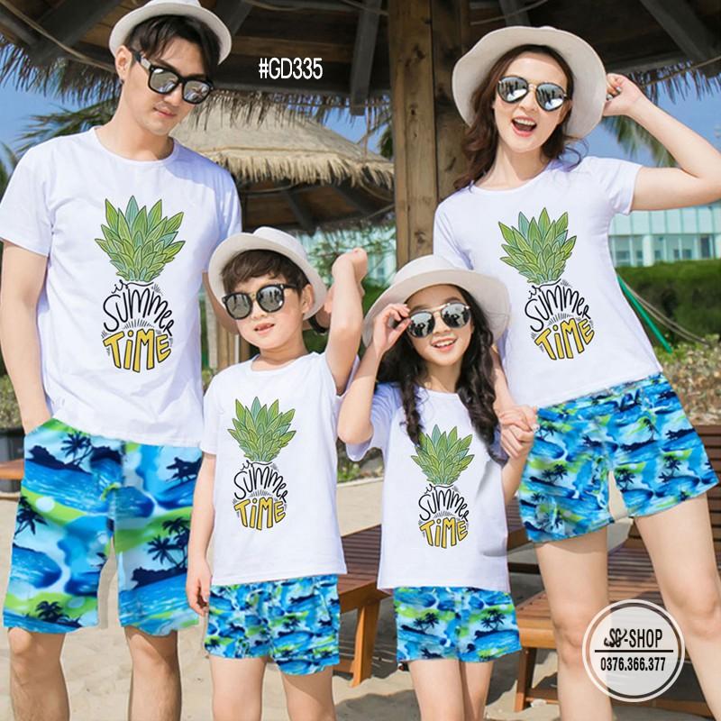 Áo gia đình Summer Time Trái Thơm - Màu trắng (GD335T)