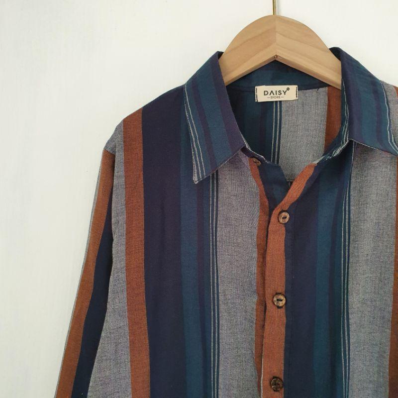 Áo sơmi vintage cotton sọc