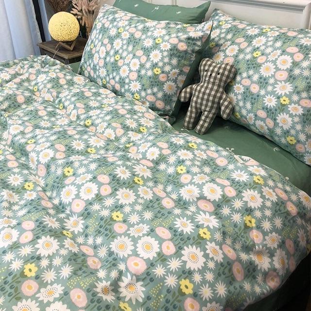 Set Chăn Ga Gối Cotton Living Hàng Nhập Khẩu Cao Cấp Màu Giải Nhiệt Mùa Hè