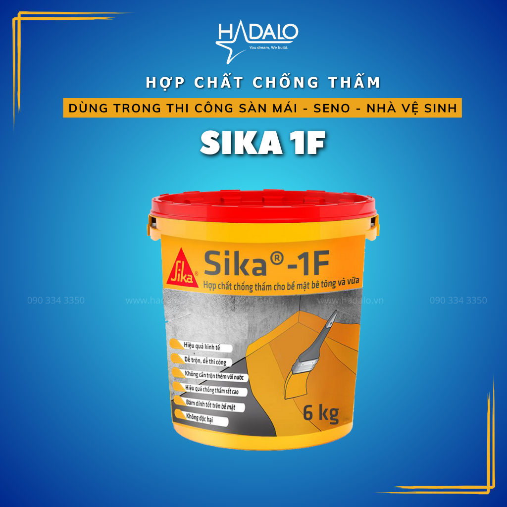 Chống thấm Sika 1F – Chống thấm mái, sân thượng, nhà vệ sinh, seno – 6kg