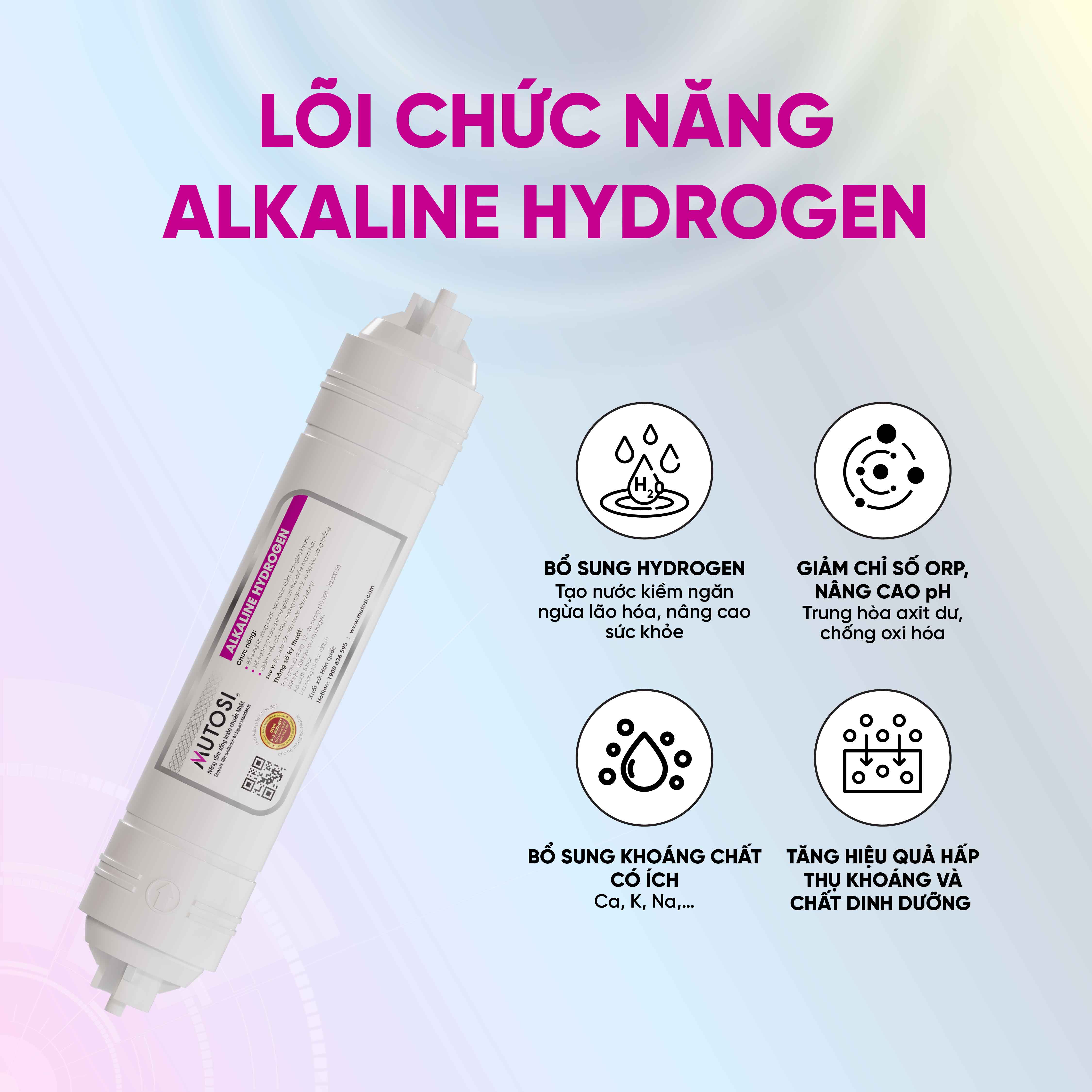 Lõi lọc nước - Hàng chính hãng Mutosi Số 8/9 - Lõi đúc - Alkaline Hydrogen
