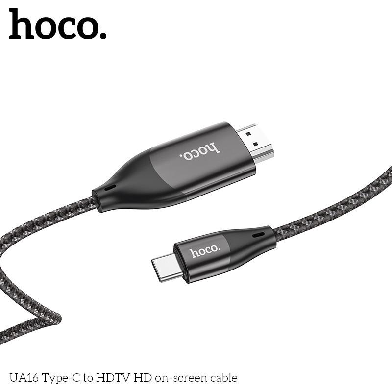Cáp Type C ra HDMI 4K 2m Hoco UA16, dây chuyển hình ảnh âm thanh từ điện thoại sang máy chiếu, tivi hàng chính hãng
