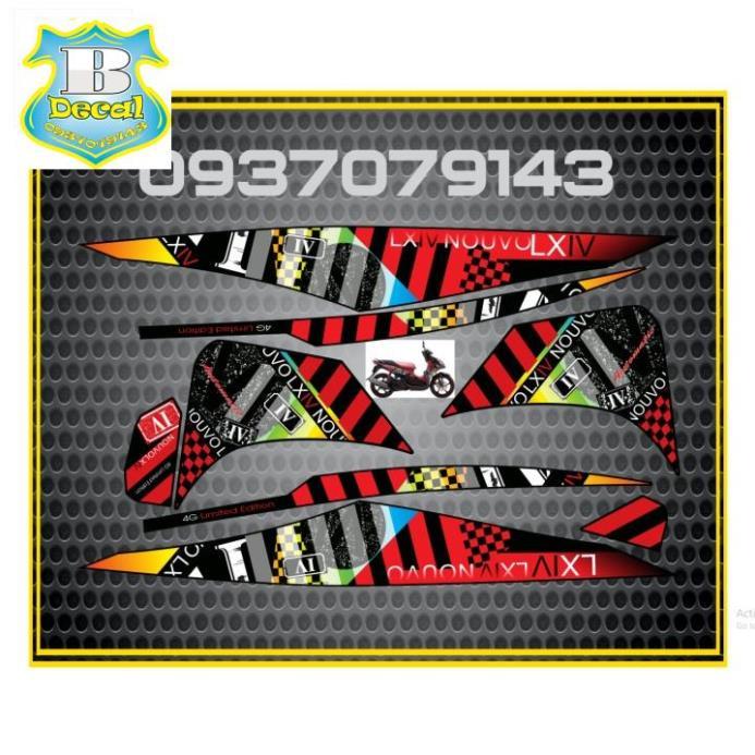Tem rời dành cho NOUVO LX HOA VĂN ZIN ĐỎ ĐEN