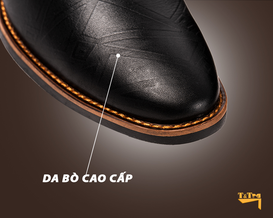 Giày Tăng Chiều Cao Nam T&TRA Tăng Cao 6Cm- T52 Đen - Chất Liệu Da Bò Cao Cấp, Đế Cao Su Đúc , Phần Tăng Cao Ẩn Bên Trong