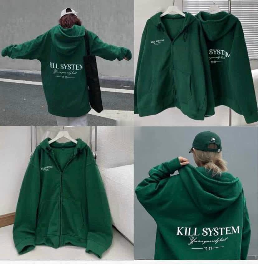 Áo Khoác Nỉ KILL SYSTEM - KID Có Khóa Kéo Zip ,Nón Mũ 2 Lớp Nam Nữ Mặc Thu Đông Chống Nắng - Hoodie