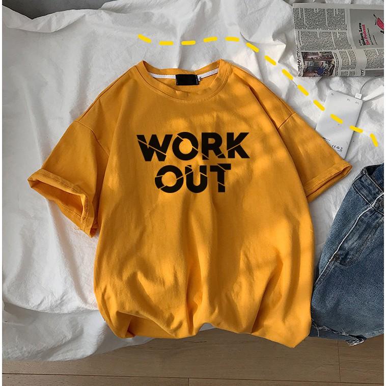 Áo thun tay lỡ cổ tròn WORK OUT dáng rộng unisex