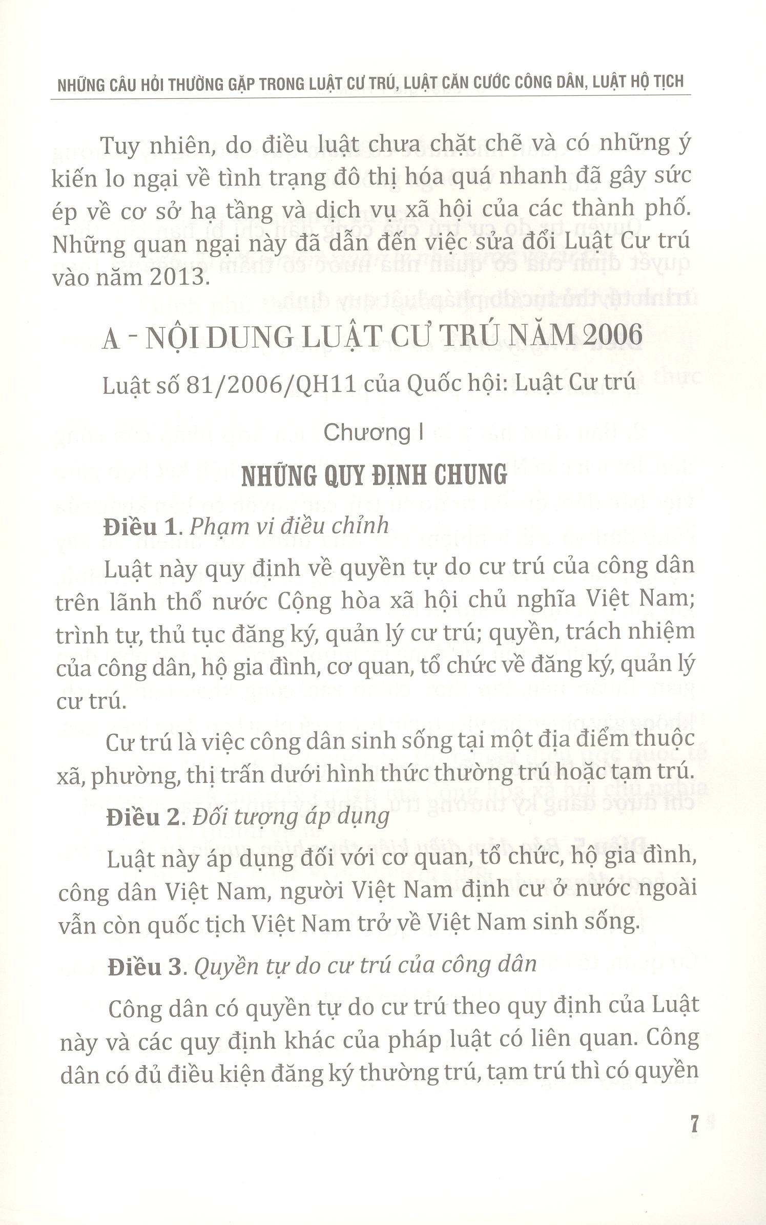 Những Câu Hỏi Thường Gặp Trong Luật Cư Trú, Luật Căn Cước Công Dân, Luật Hộ Tịch