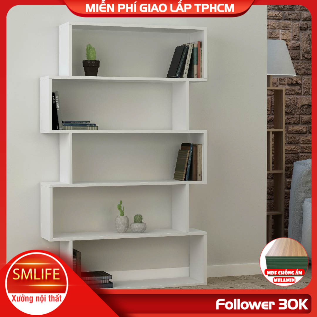 Kệ sách gỗ hiện đại SMLIFE Barclay  | Gỗ MDF dày 17mm chống ẩm | D100xR23xC160cm