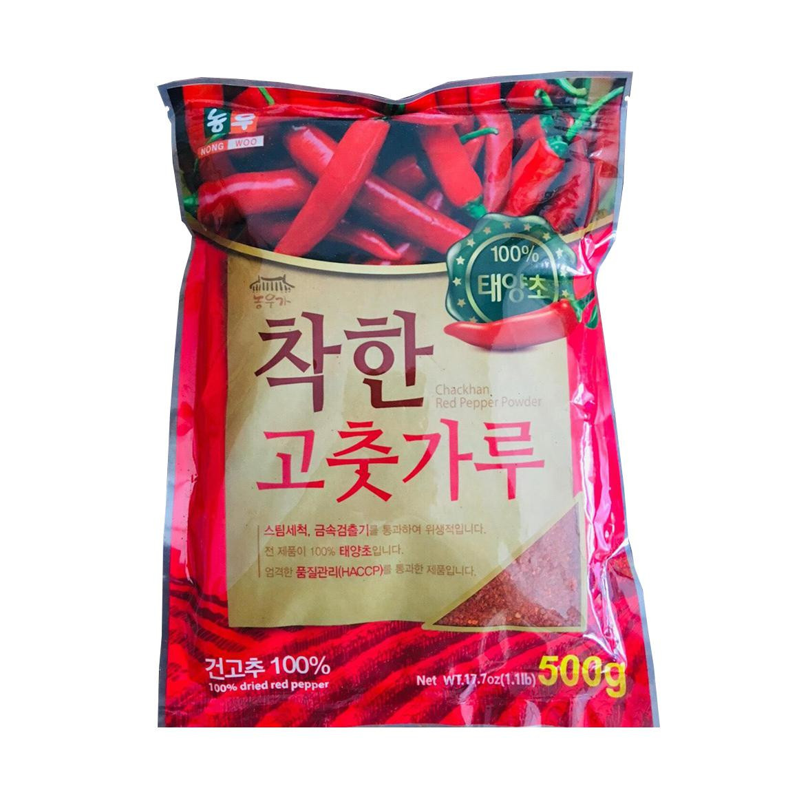 500G Ớt Bột Vảy Làm Kim Chi Hàn Quốc CHACKHAN - Thương Hiệu Hàn Quốc NONG WOO