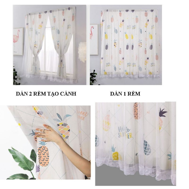 RÈM DÁN TƯỜNG HAI LỚP SIZE 1M NGANG X 1M CAO (KHÔNG CẦN THANH TREO ) NHIỀU MẪU