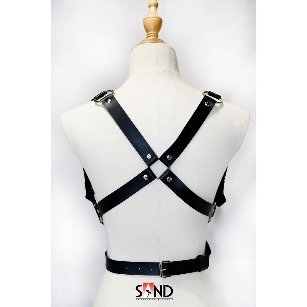 Đai Ngực Da Chéo Bụng Khoen Inox