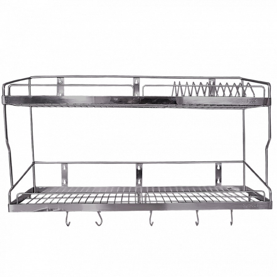 Kệ chén dĩa 2 tầng Inox SUS 304  - KT 28 x60(cm), 28 x80(cm), 28x90(cm)