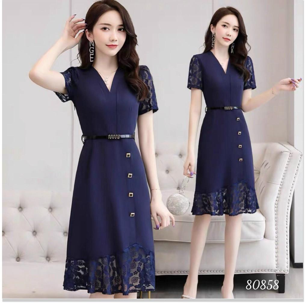 ĐẦM UMI PHỐI REN TAY NGẮN XINH XẮN,CHẤT LIỆU UMI THOÁNG MÁT LANA FASHION