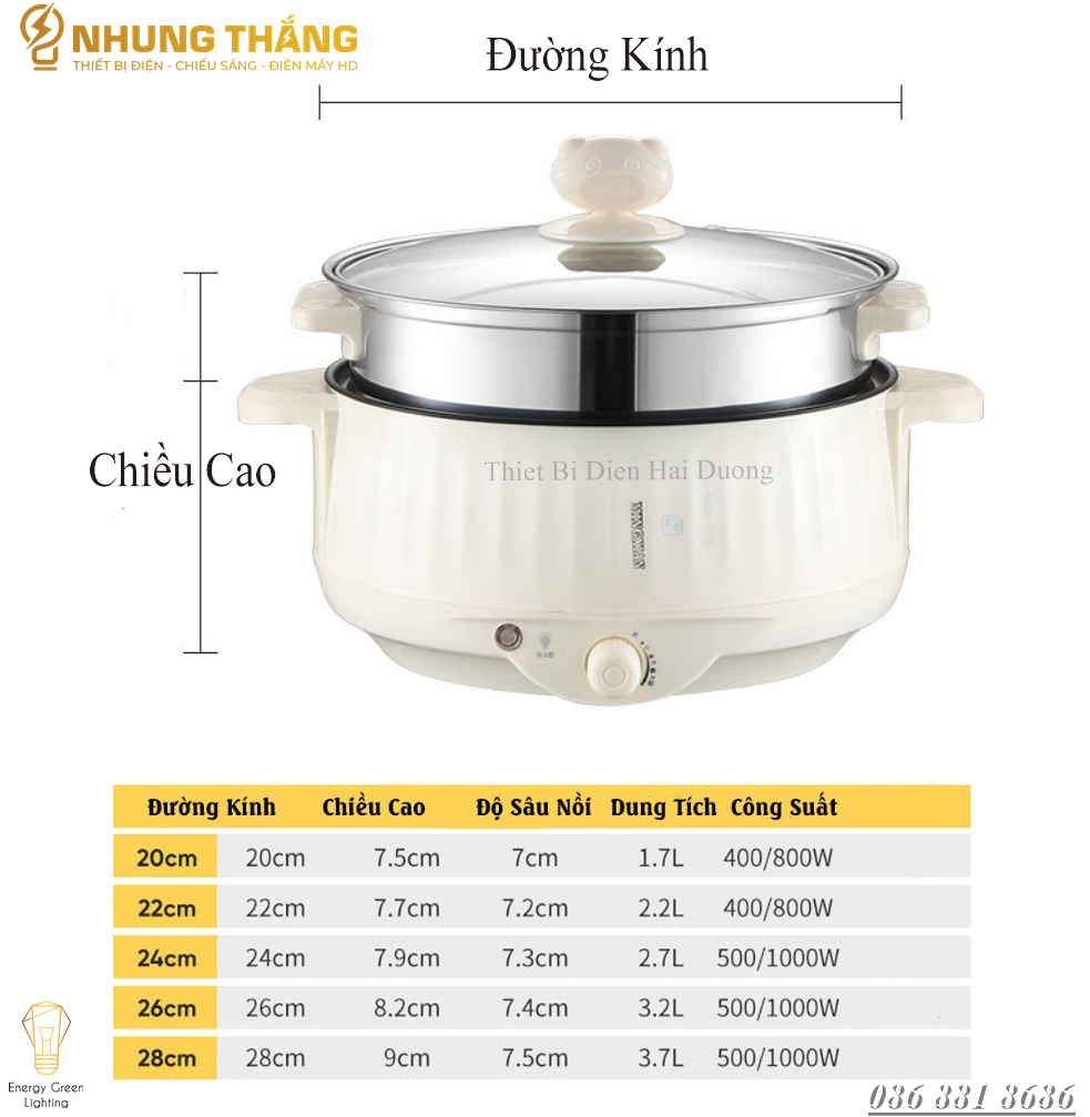 Nồi Lẩu Mini Cắm Điện Đa Năng MX-22A ; MX-26A - Lớp Chống Dính - Phù hợp 2-4 Thành Viên - Tặng Kèm Xửng Hấp - Có Video