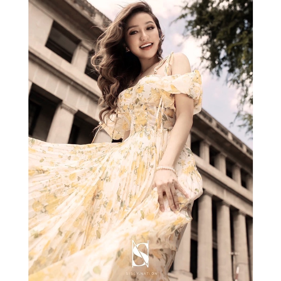 Đầm maxi đi biển voan hoa dập ly hàng siêu đẹp
