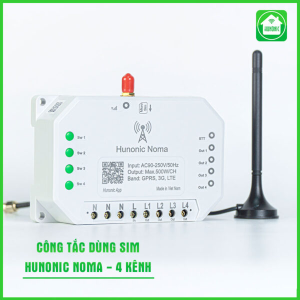 Công Tắc Noma 4 Kênh Điều Khiển Mọi Thiết Bị Từ Xa Qua Điện Thoại Kể Cả Khi Mất Wifi [Hàng Chính Hãng]