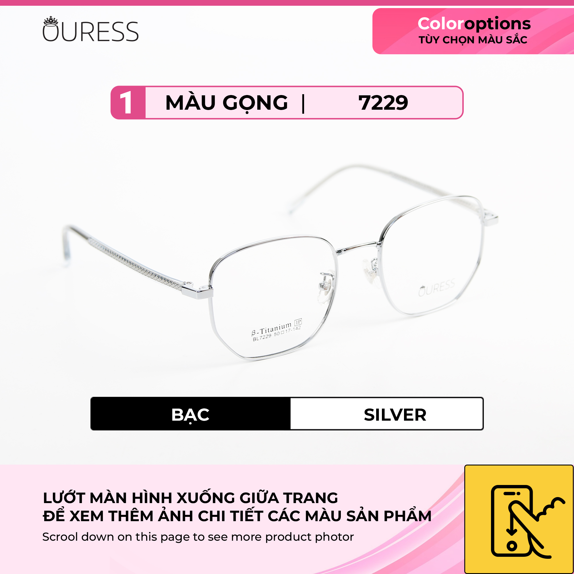 Gọng kính Titanium cao cấp thời trang nam nữ Ouress BL7229