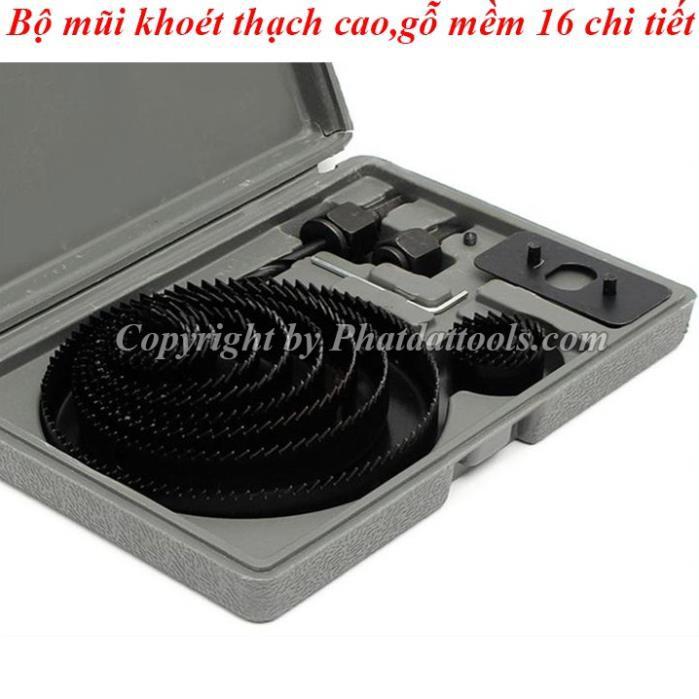 Bộ mũi khoét thạch cao-gỗ mềm 16 chi tiết-Thép carbon cao cấp