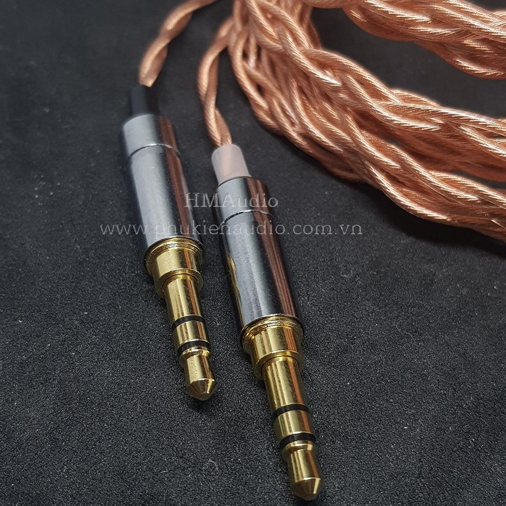 Dây tai nghe đồng OFC 1.2mm tết 4 - Connector Dual 3.5mm - Phù hợp với tai nghe Ananda Arya Susvara Sundara