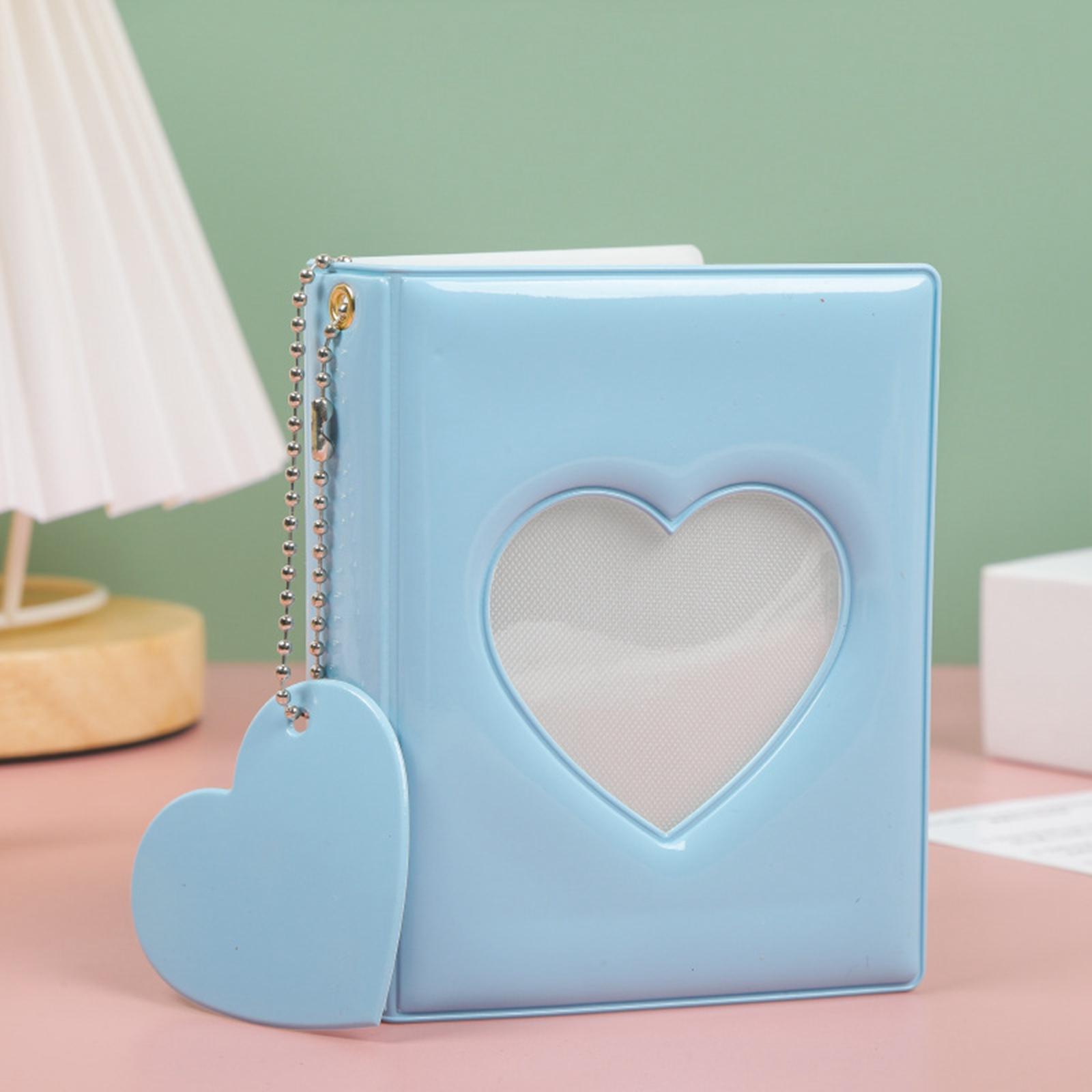 2Pieces Cute 3 inch Photo Card Holder with Love Heart Pendant Mini Album