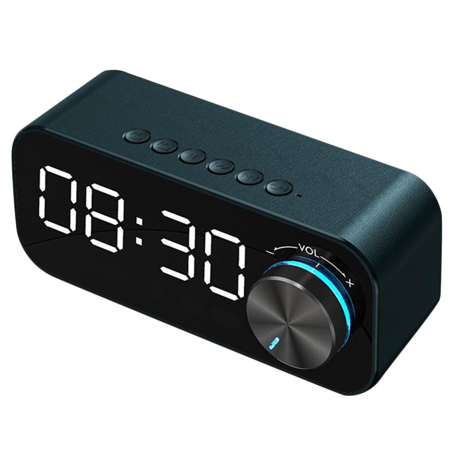 Dual Clock Bluetooth Mirror with Stereo Speaker Timer Desktop Black