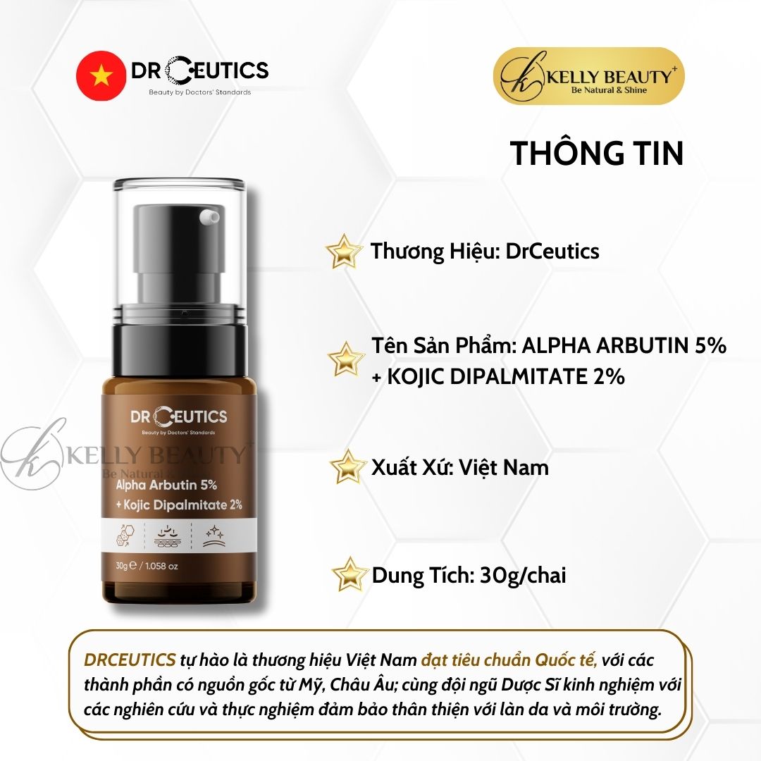 Tinh Chất Trắng Sáng Da DrCeutics Alpha Arbutin 5% + Kojic Dipalmitate 2% | Kelly Beauty