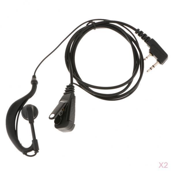 2 Pin Plug G-shape Ear Hook Earphones for Kenwood , Walkie Talkie Radio - 2 Pieces