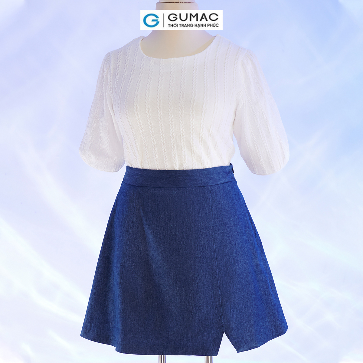Chân váy A bigsize xẻ trước thời trang GUMAC VD10036