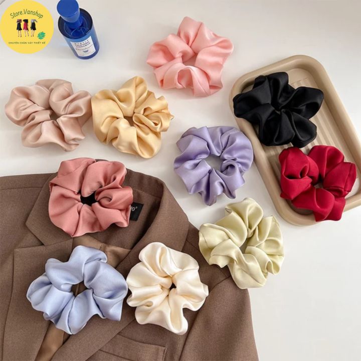 Dây buộc tóc, cột tóc scrunchies lụa dễ thương - Storevanshop CT0008