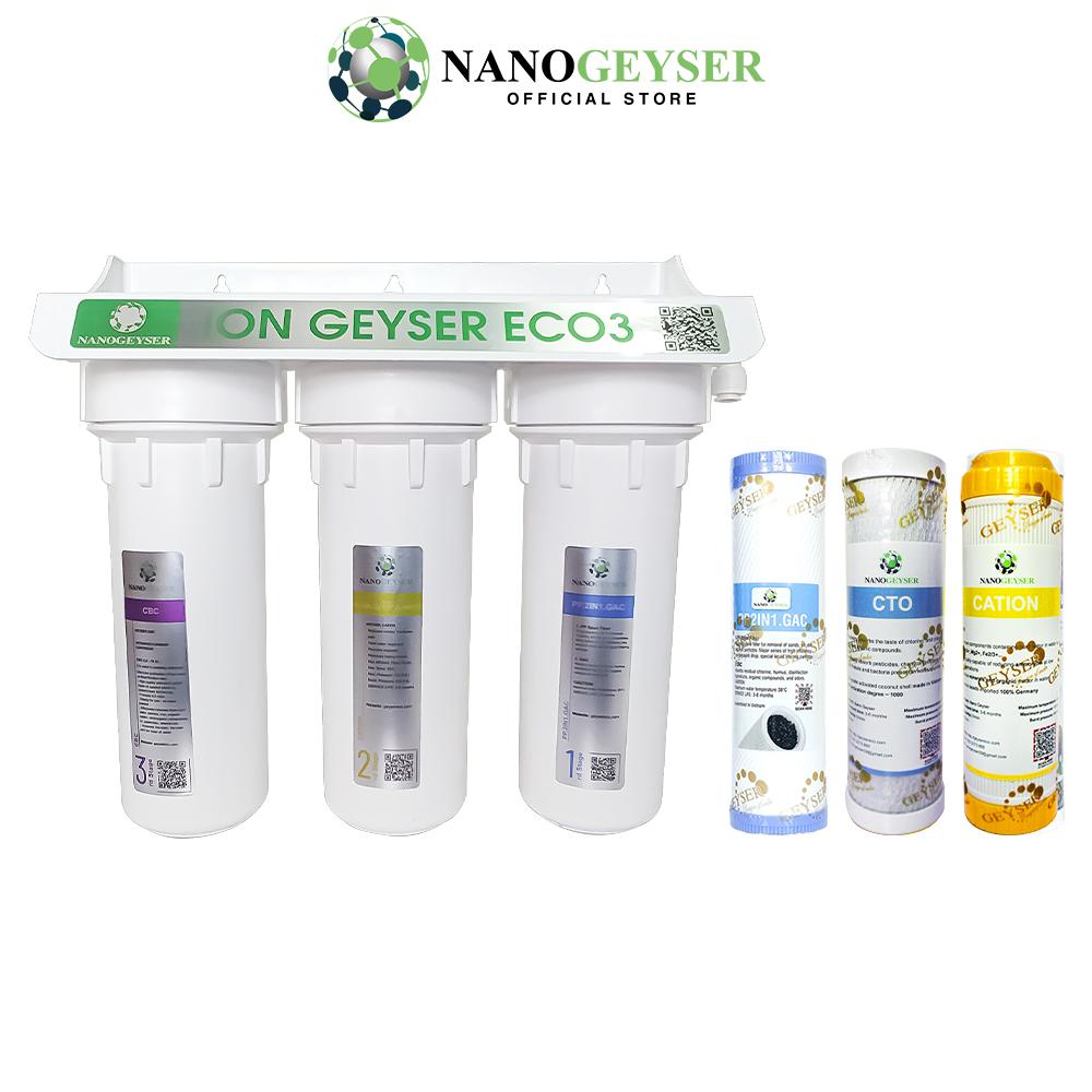 Bộ tiền lọc Ion Kiềm Nano Geyser ION ECO 3, Bộ tiền xử lý cho máy Ion Kiềm, Bảo hành 5 năm - Hàng chính hãng