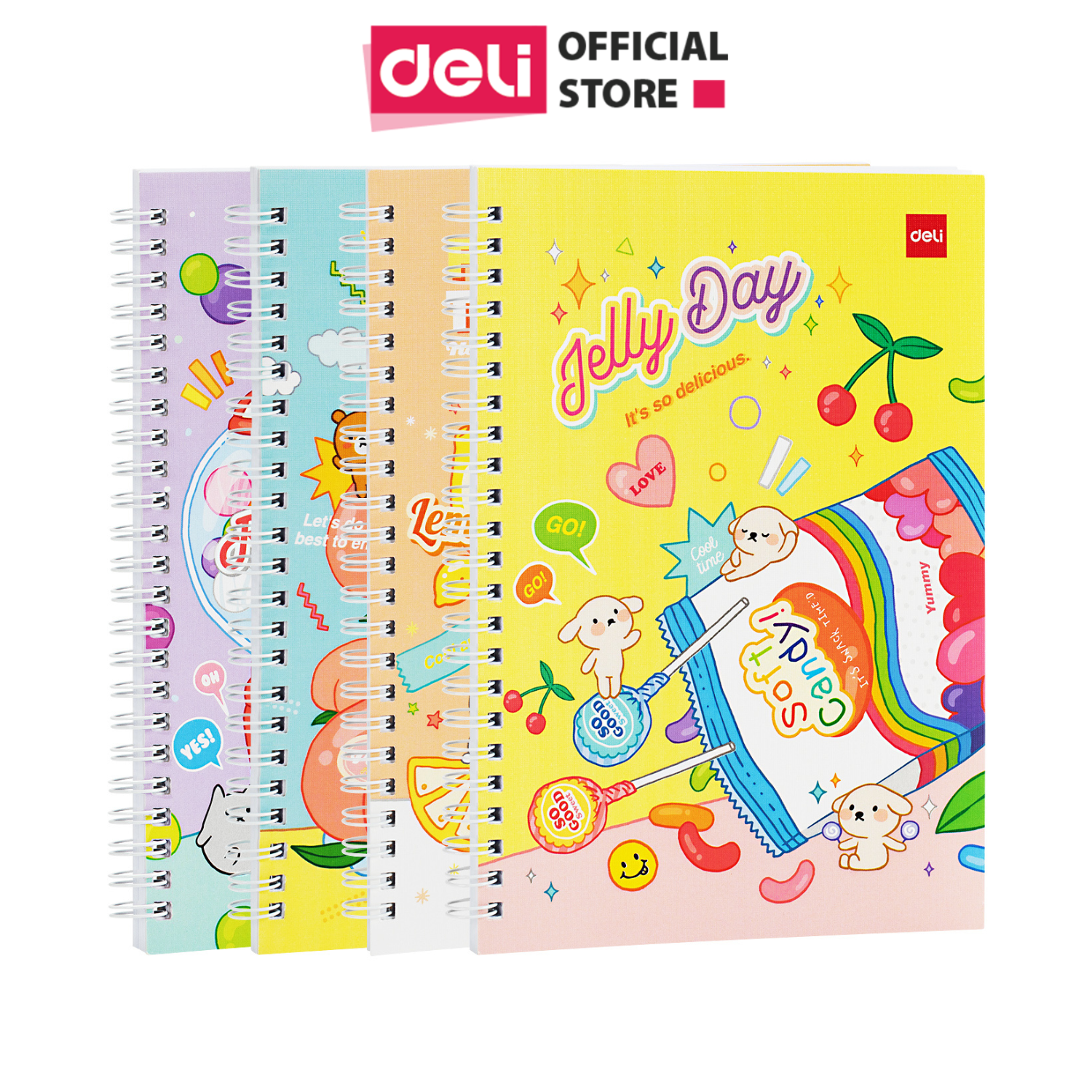 Sổ Tay Ghi Chép Lò Xo Kẻ Ngang A5 Gáy Xoắn 120 Trang Deli - Phù Hợp Làm Sổ Kế Hoach Planner, Viết Nhật Kí, Tập Vở Học Sinh Sổ Tay Văn Phòng - Màu Ngẫu Nhiên - La560 Ela560 Lpa560 - Jelly Day - N06