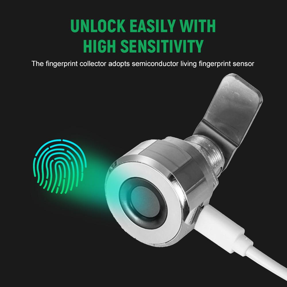 T22 Smart Fingerprint Lock Electronic Drawer Lock Keyless Biometric Cabinet Lock USB Rechargeable Lock for Home Office