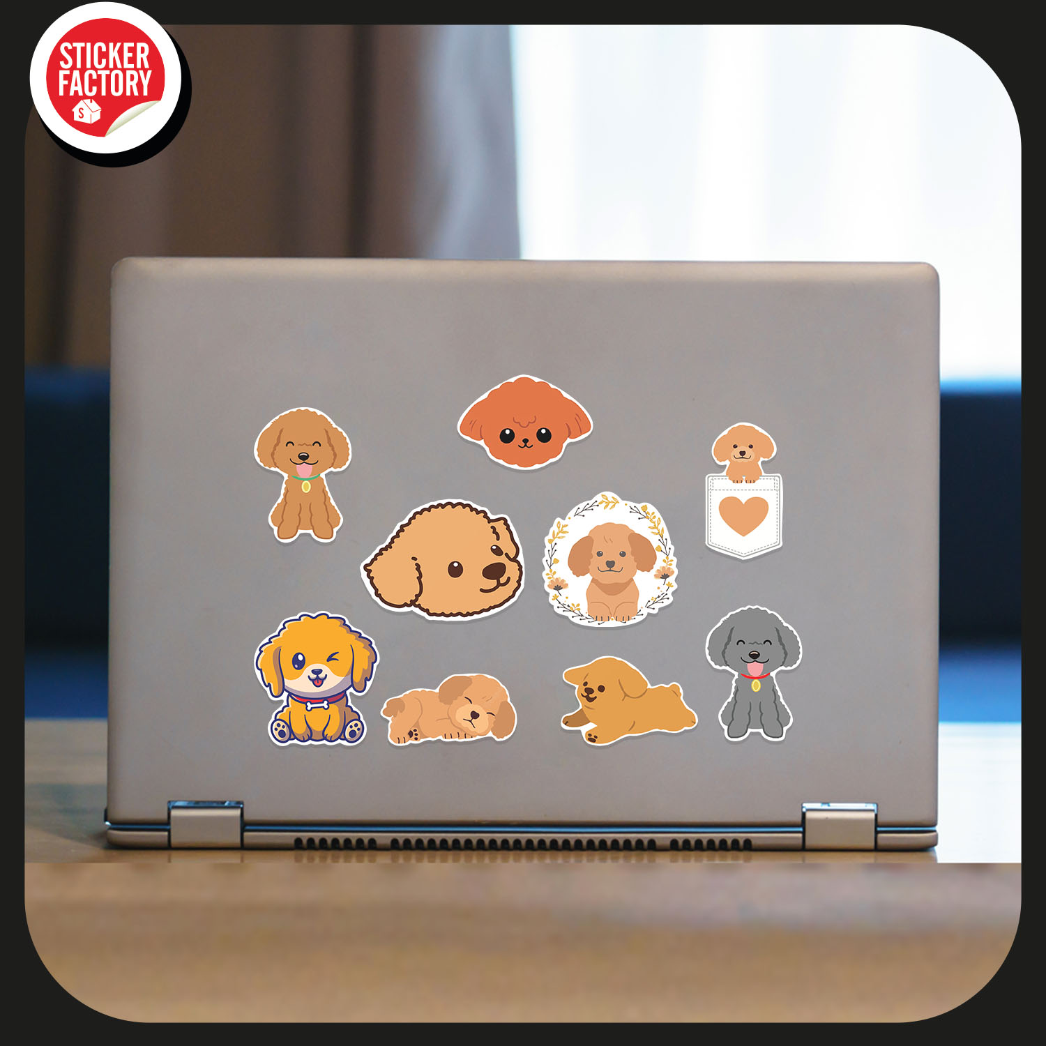 Poodle Dog - Set 30 sticker decal hình dán nón bảo hiểm, laptop, xe máy, ô tô - STICKER FACTORY
