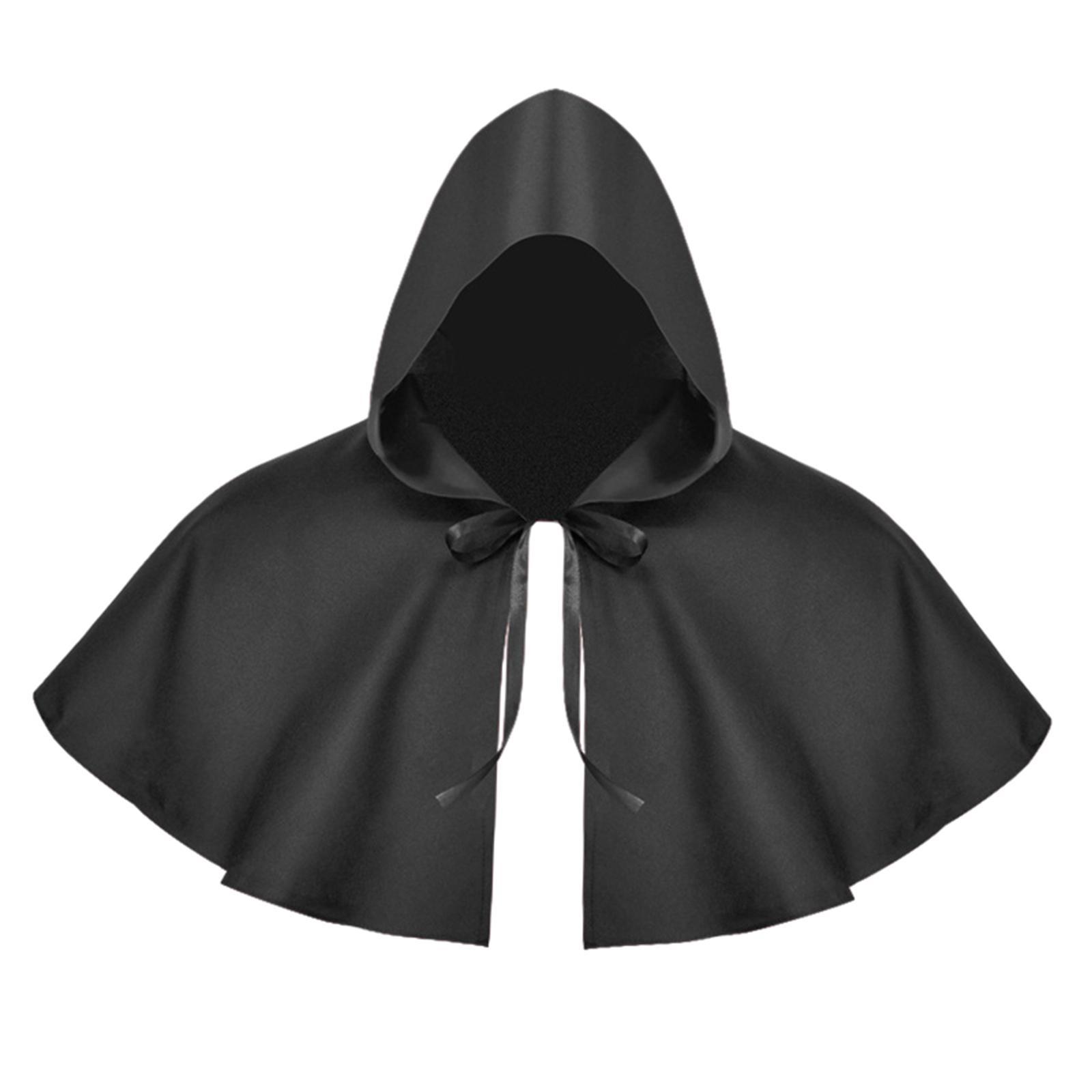 Halloween Cloak Witch Cape Cosplay Unisex Party Gothic Shawl Props Medieval Hooded Cape Hat for Fancy Dress Stage Performance