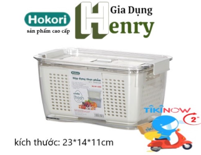 Hộp đựng thực phẩm Hokori - Hàng nhựa Việt Nhật có khóa thoát khí, có lỗ thoát nước