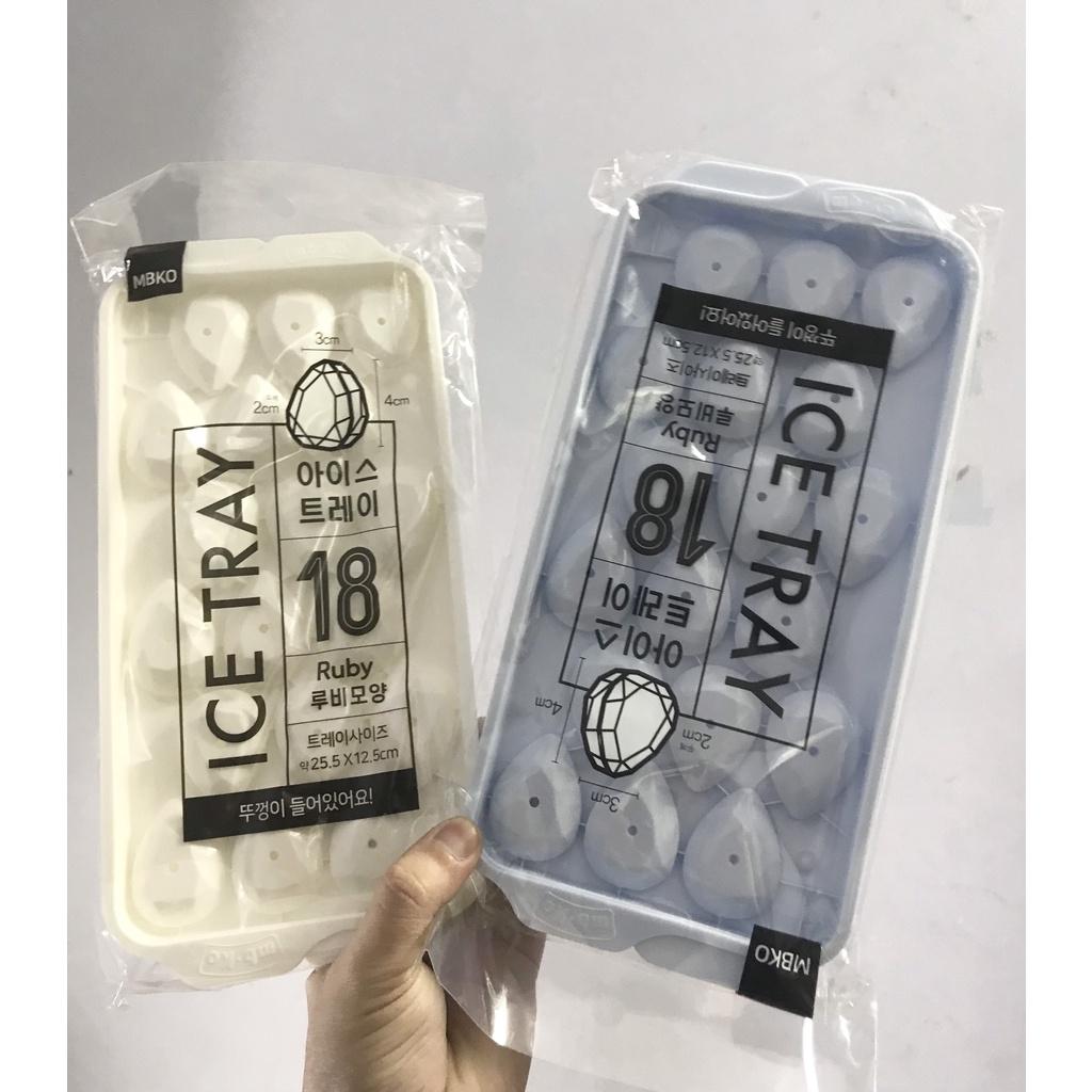 Khay Làm Đá Sáng Tạo Kim Cương 18 Viên Có Nắp Hàn Quốc Hole KT: 25.5x12.5cm