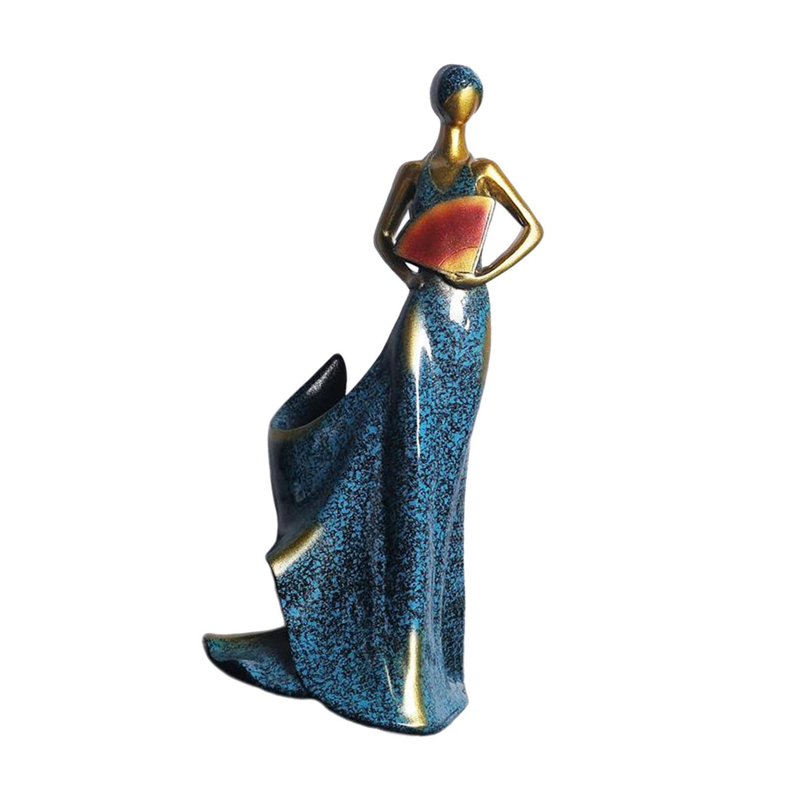 Modern Beauty Statue Bottle Rack Holder Home Centerpieces Decor Blue