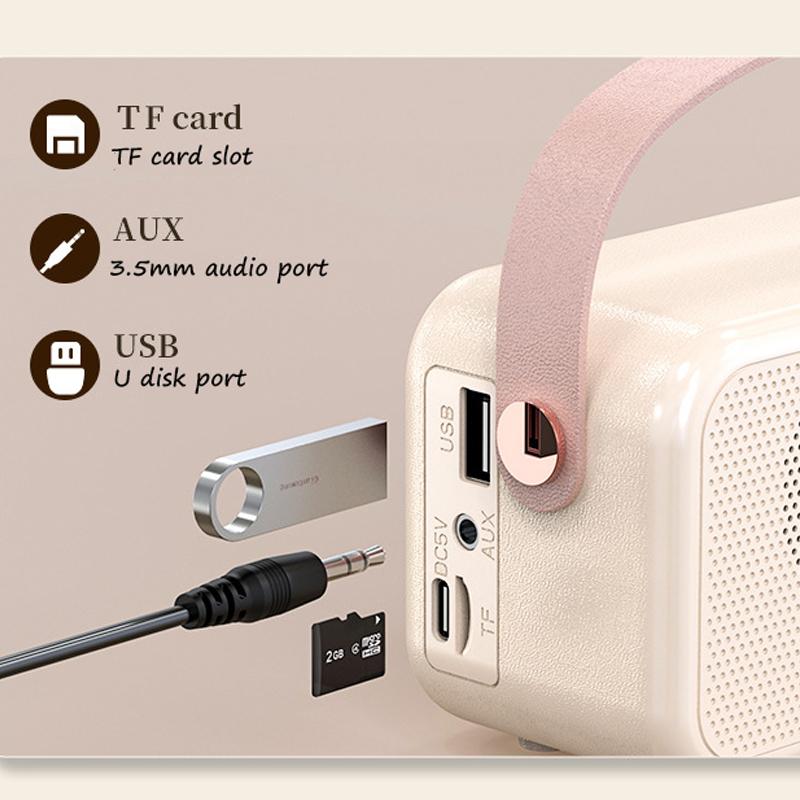 Âm thanh vòm 3D mới di động loa micro không dây di động thiết lập thẻ phát thanh âm thanh ngoài trời bluetooth thẻ DIY Home 2023 Color: Pink with Mic